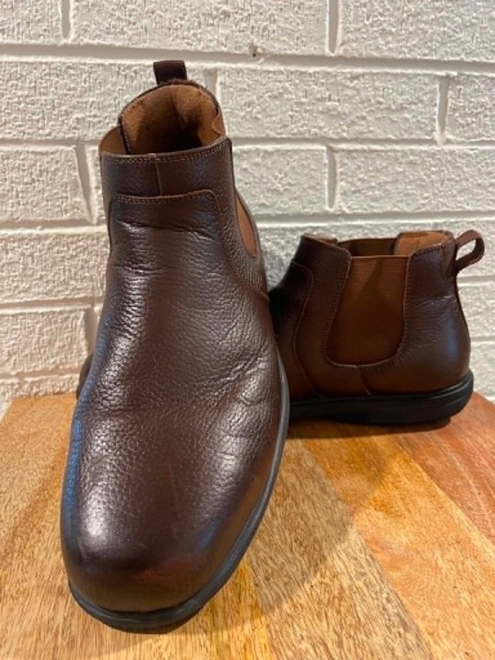 Florsheim Loedin Twin Steel Toe Brown Leather Work Chelsea Boots Men’s 12